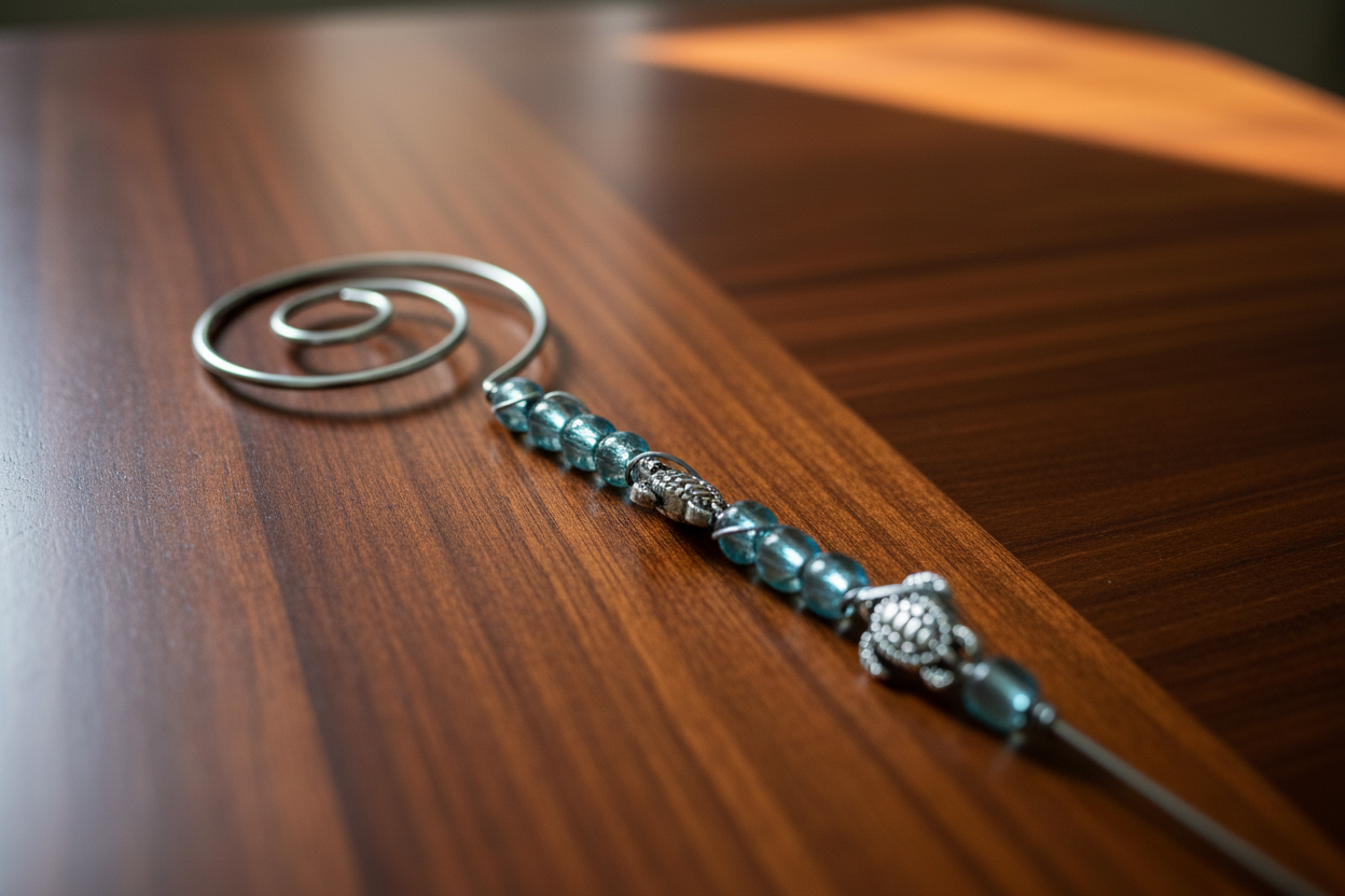 Handmade Green & Silver Swirl Turtle Plant Pick