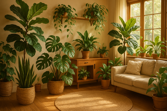 Thriving indoor houseplants in a sunny living room