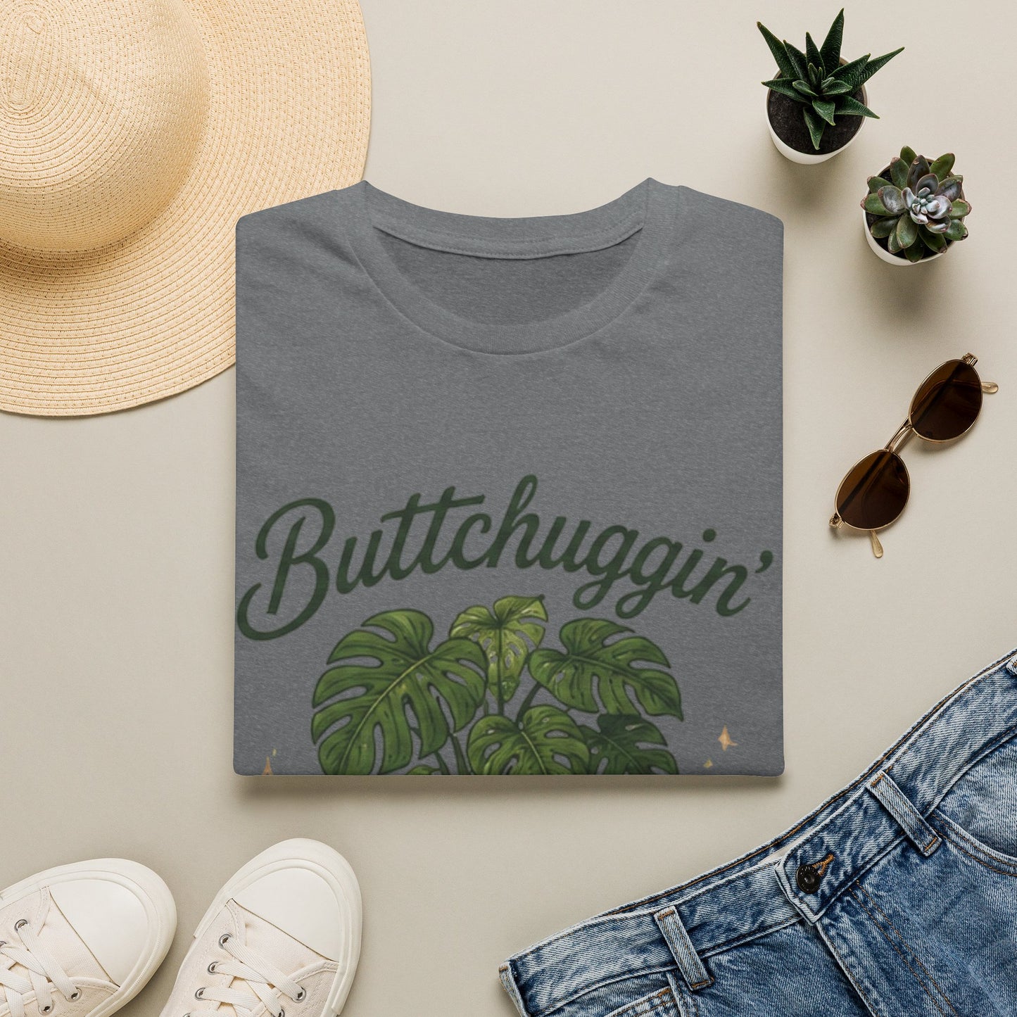 Buttchuggin' Monstera Plant T-Shirt | Plant Mom Shirt, Botanical Graphic