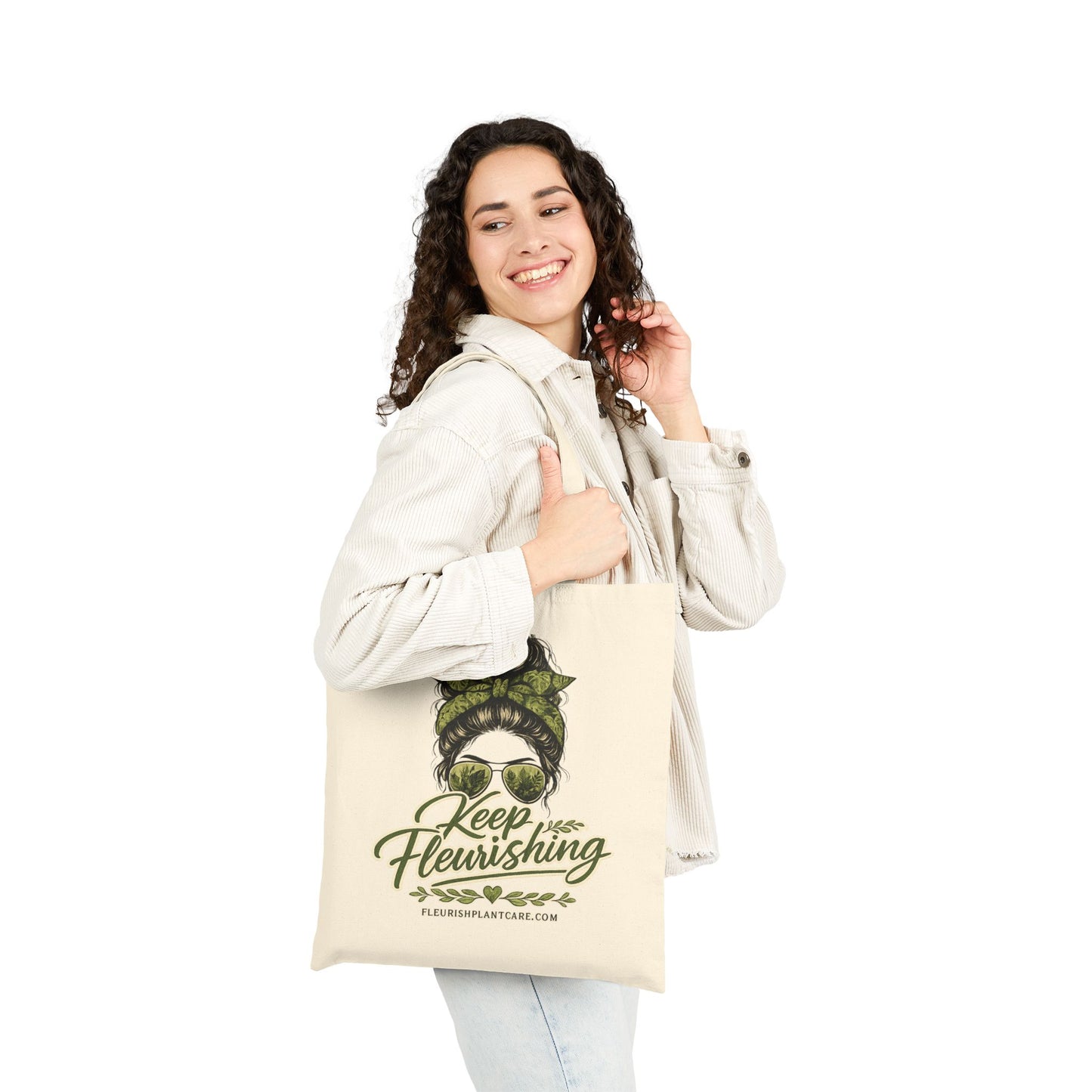 Tote Bag — "Keep Flourishing" Botanical Girl Canvas Tote