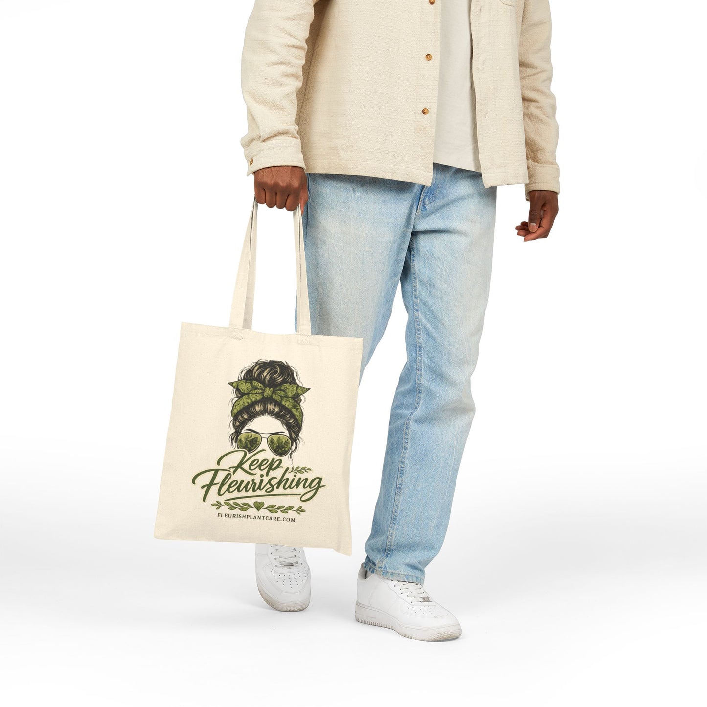Tote Bag — "Keep Flourishing" Botanical Girl Canvas Tote
