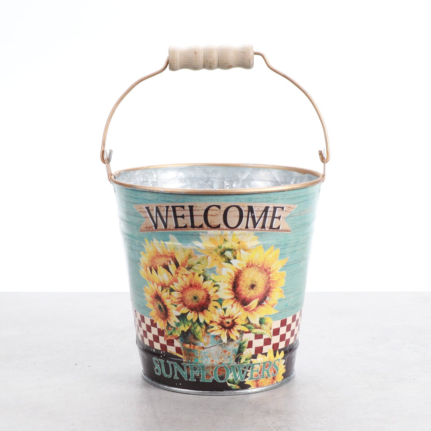 4" Sunflower Design Metal Pot for Houseplants - 2 Designs