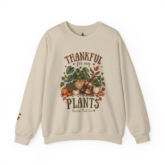 Thankful for My Plants Crewneck Sweatshirt — Fall Plant Lover Pullover