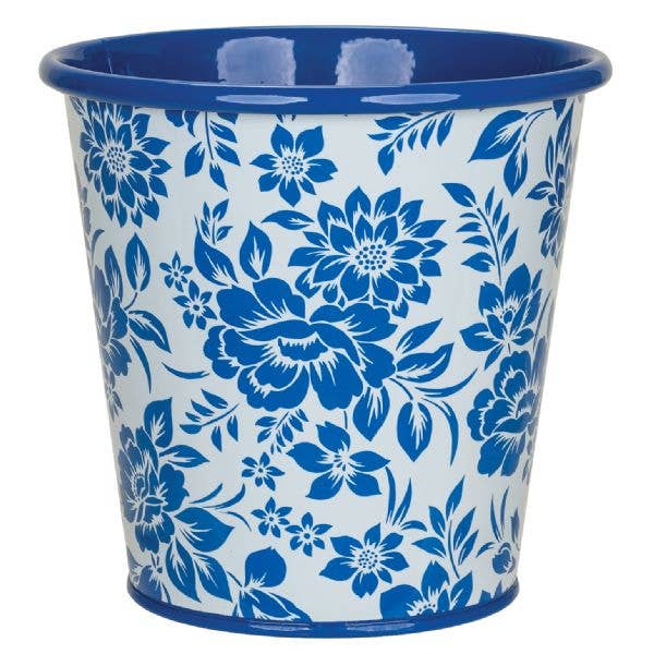 Delft Blue Design Metal Pot for Plants - 6"