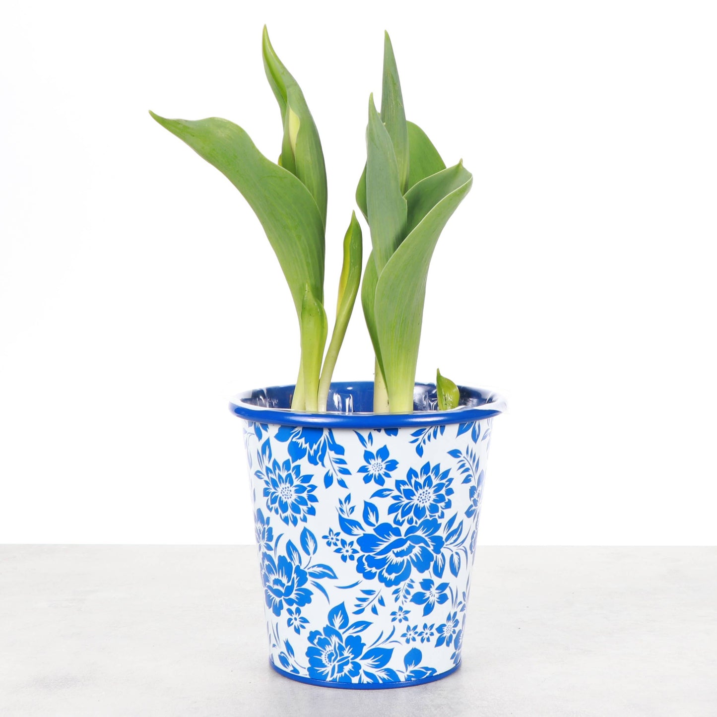 Delft Blue Design Metal Pot for Plants - 6"