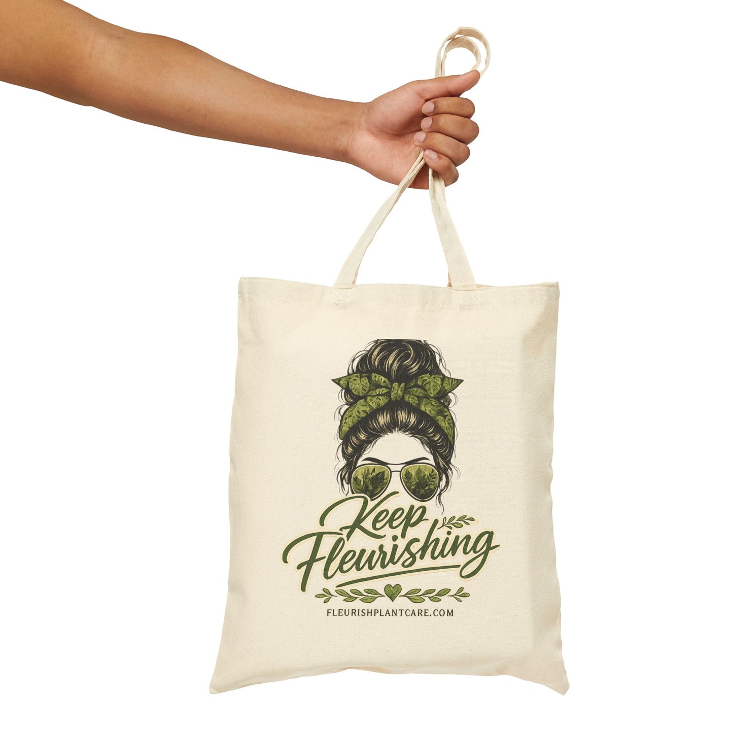 Tote Bag — "Keep Flourishing" Botanical Girl Canvas Tote