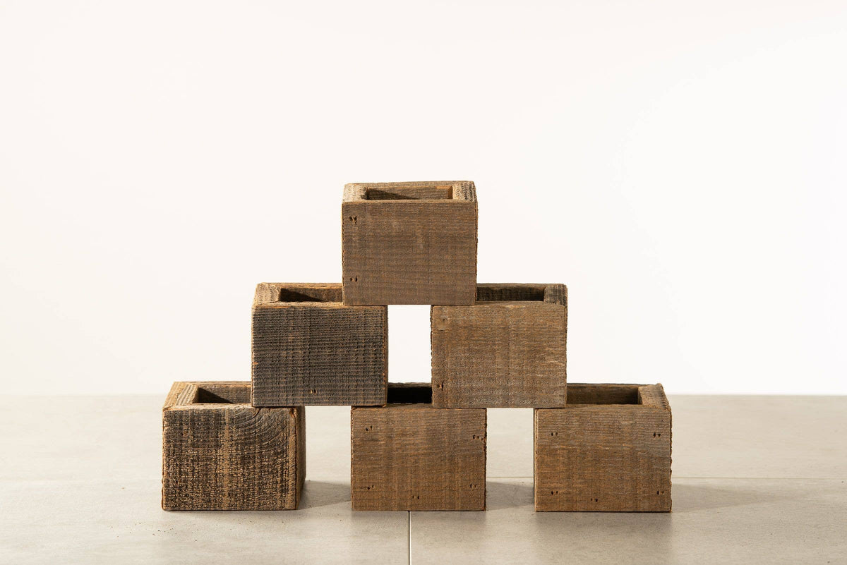 Reclaimed Wood Mini Square Planters / Favor Boxes