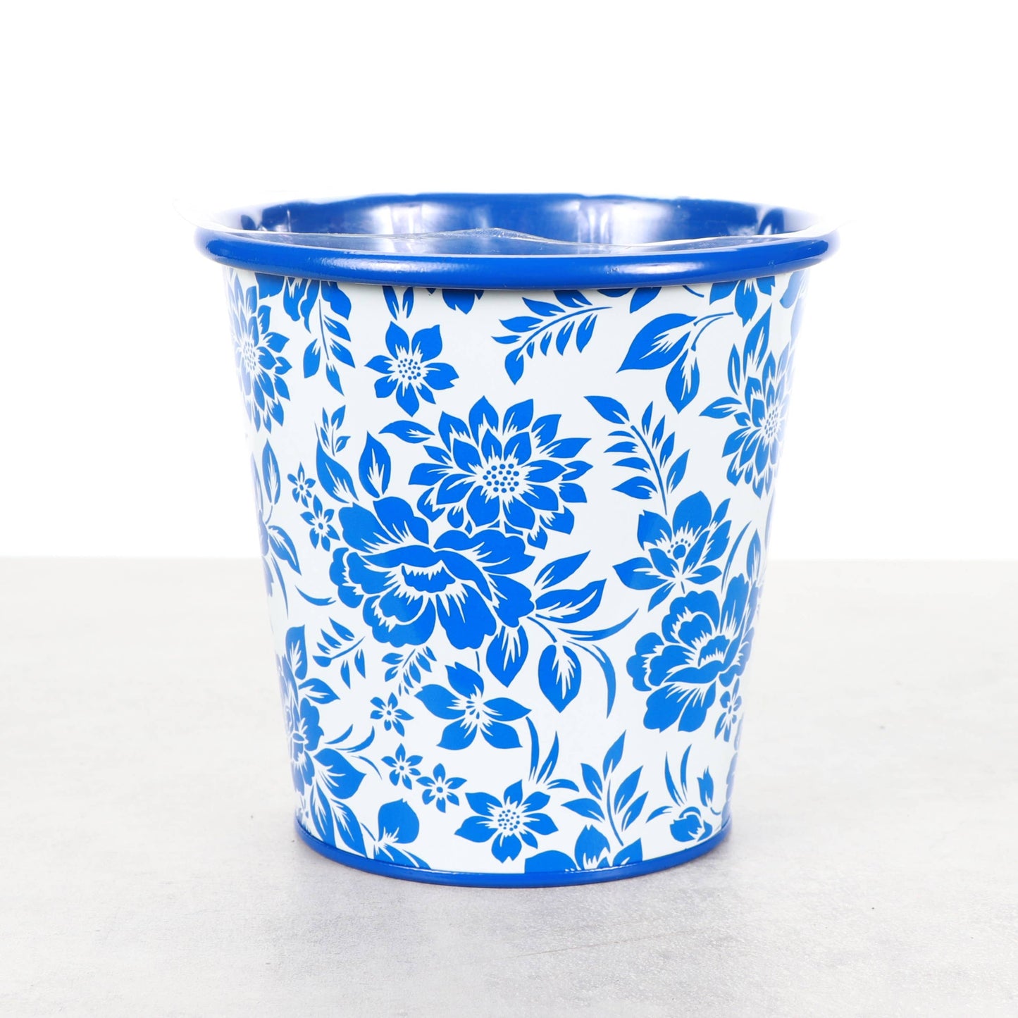 Delft Blue Design Metal Pot for Plants - 6"