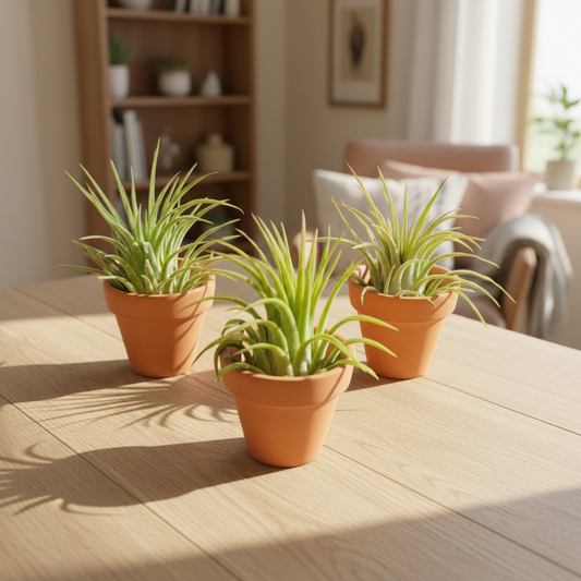 3 Ionantha Air Plants with Mini Terra Cotta Pots