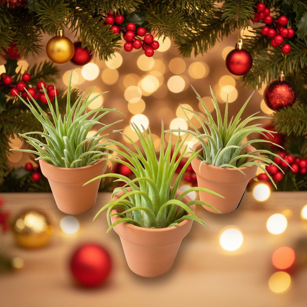 3 Ionantha Air Plants with Mini Terra Cotta Pots - Fleurish Plant Care, LLC