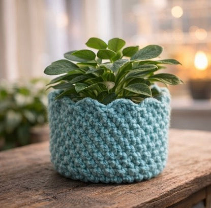 Plant Cozy Sweater™ – Hand-Crocheted Textured Pot Cover