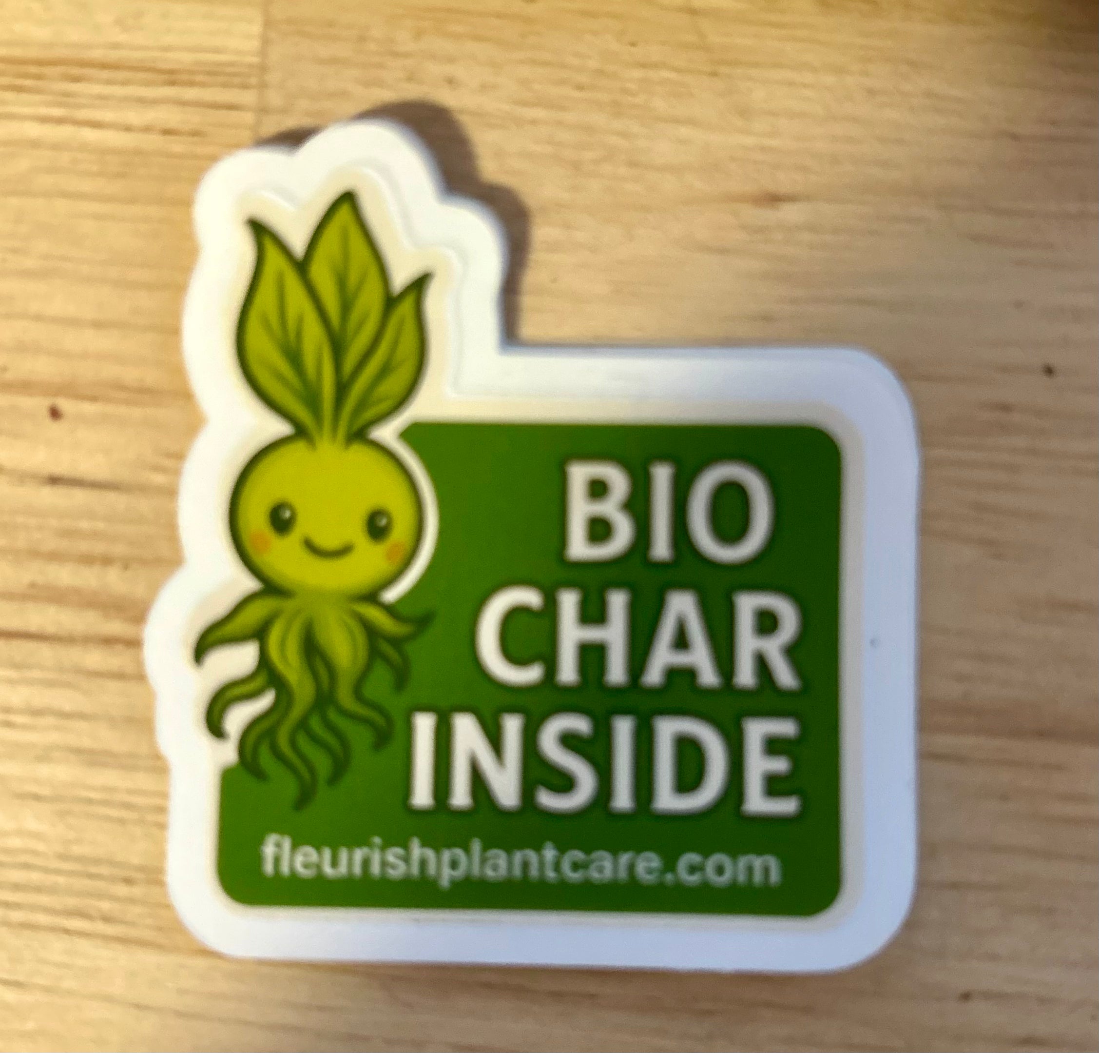 “Biochar Inside” Happy Root Baby Sticker – Fleurish Plant Care, LLC