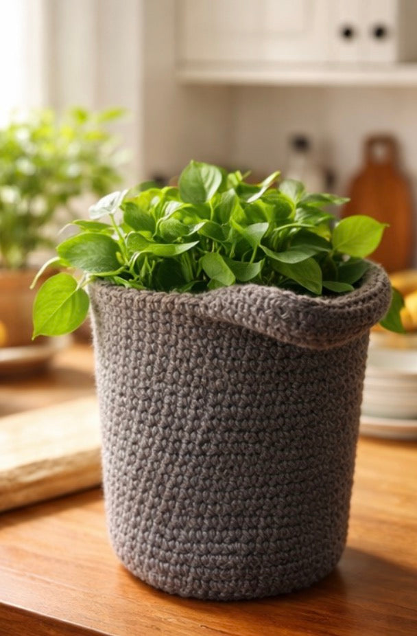 Hand-Crocheted Plant Pot Sweater