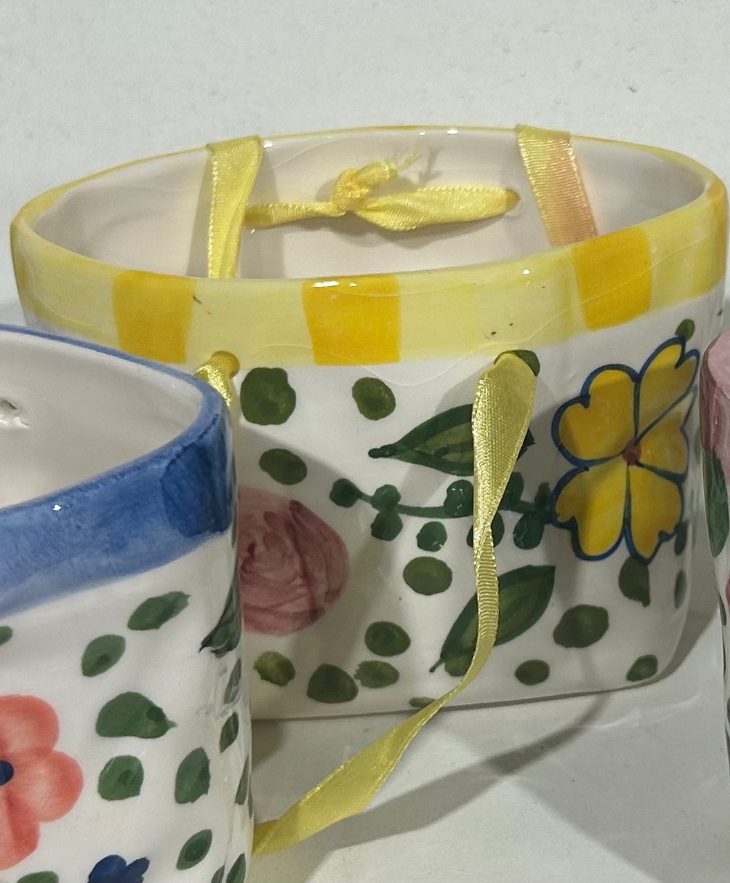 🌸 Hand-Painted Floral Ceramic Planter Collection