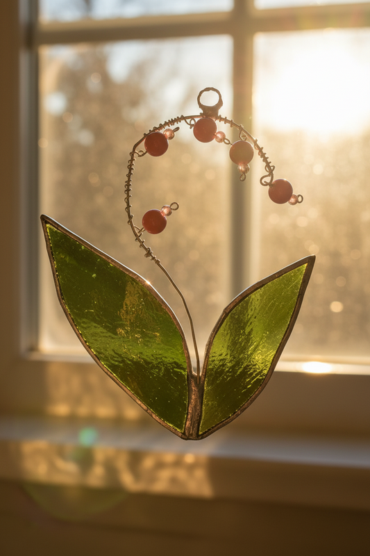 Lilly of the Valley Stained Glass Plant Suncatcher