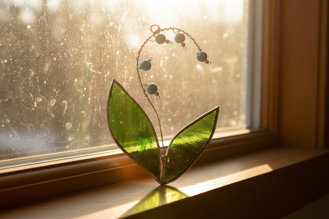 Lilly of the Valley Stained Glass Plant Suncatcher