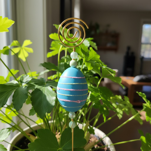 Glitter Stripe Egg Plant Jewelry Gold Stake