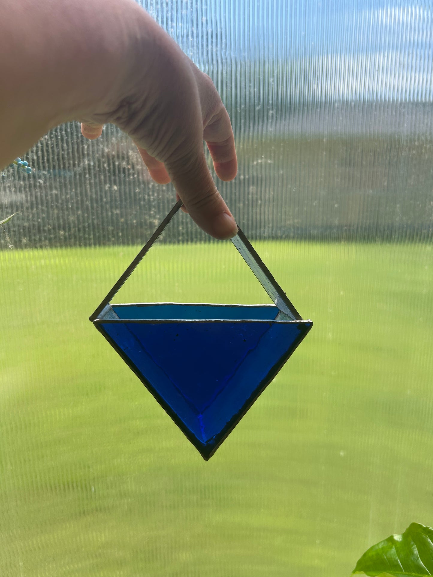 Cobalt Blue Stained Glass Air Plant Holder & Suncatcher