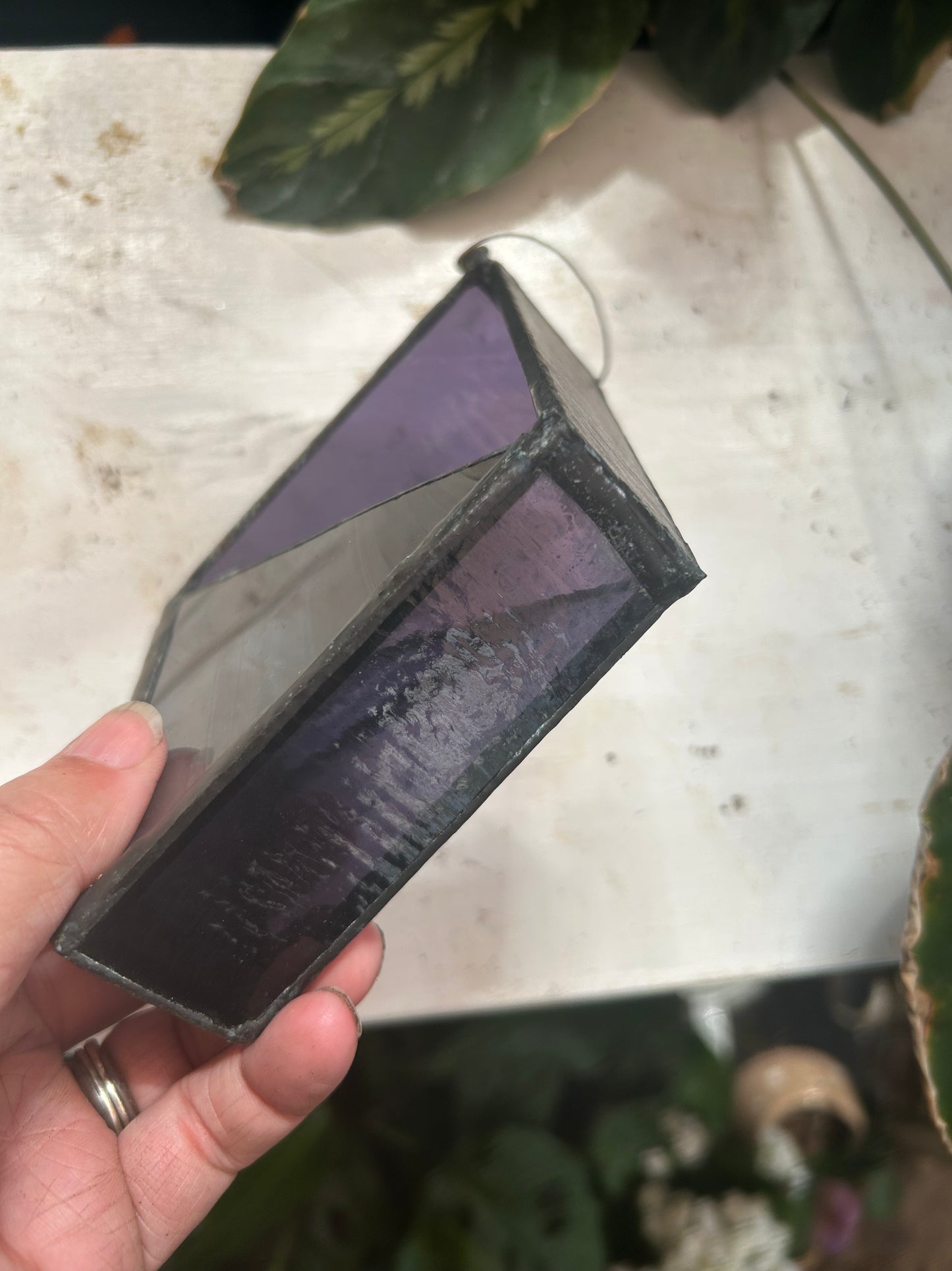 Dark Purple Stained Glass Air Plant Holder & Suncatcher
