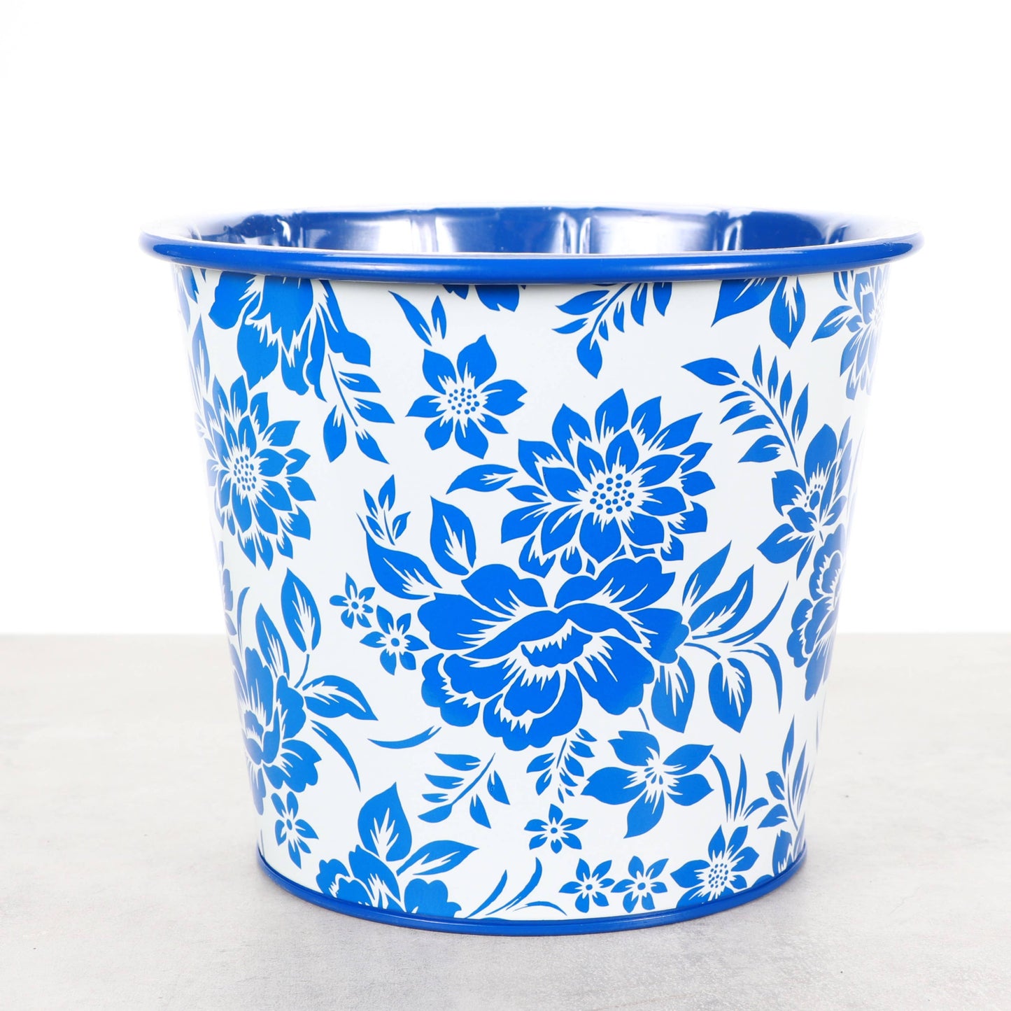 Delft Blue Design Metal Pot for Plants - 6"