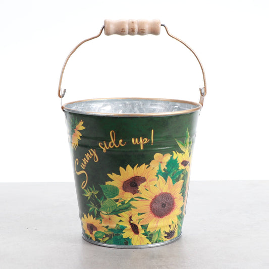 4" Sunflower Design Metal Pot for Houseplants - 2 Designs